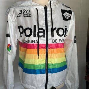 Rare White Polaroid Rainbow Windbreaker – Size M – Unisex – Never Worn